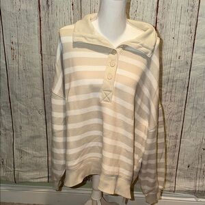 American Eagle Outfitters Cream Striped Pullover